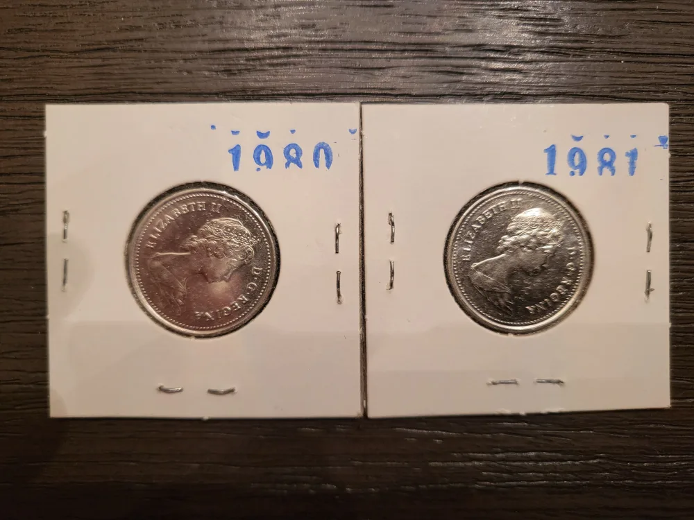 Vintage1980 & 1981 Canadian Quarter image indicator(2)