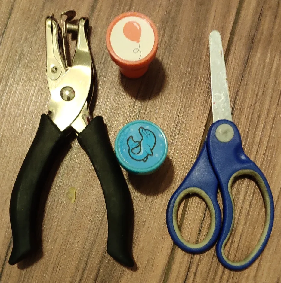 Craft Supplies: Hole Punch, Scissors, Stamps thumbnail