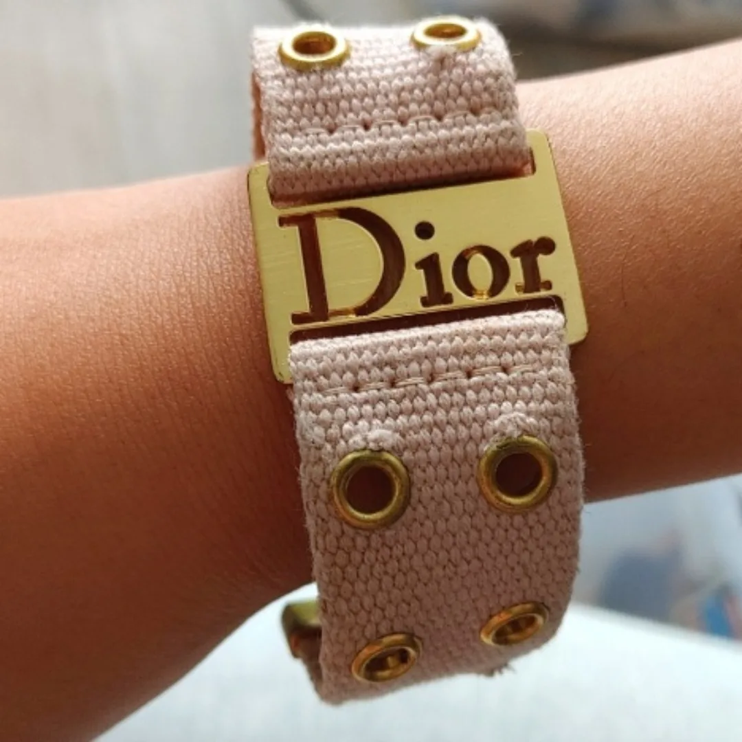 Vintage Dior Pink Canvas & Gold Bracelet image indicator(2)