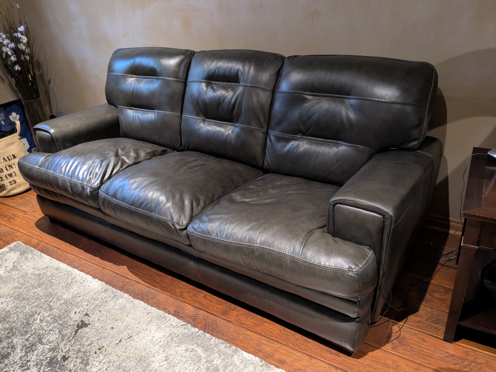 Leather Sofa - Dark Grey