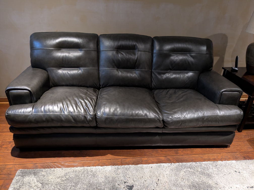 Leather Sofa - Dark Grey - photo 2