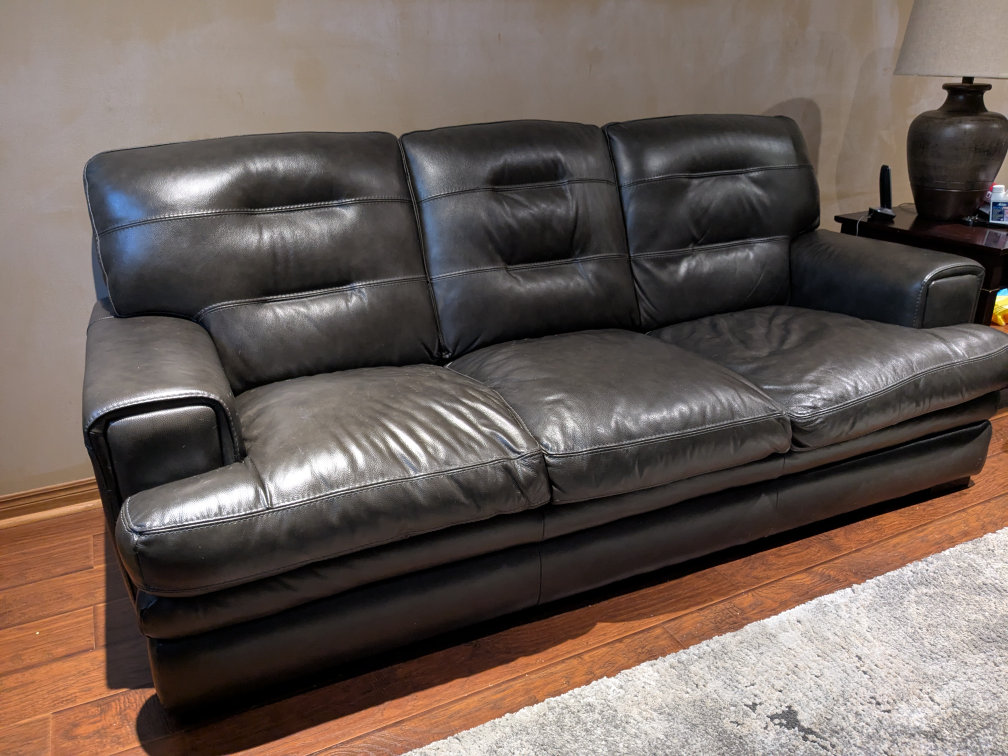 Leather Sofa - Dark Grey - photo 3