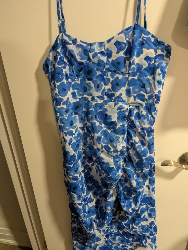 Blue Floral Print Dress thumbnail