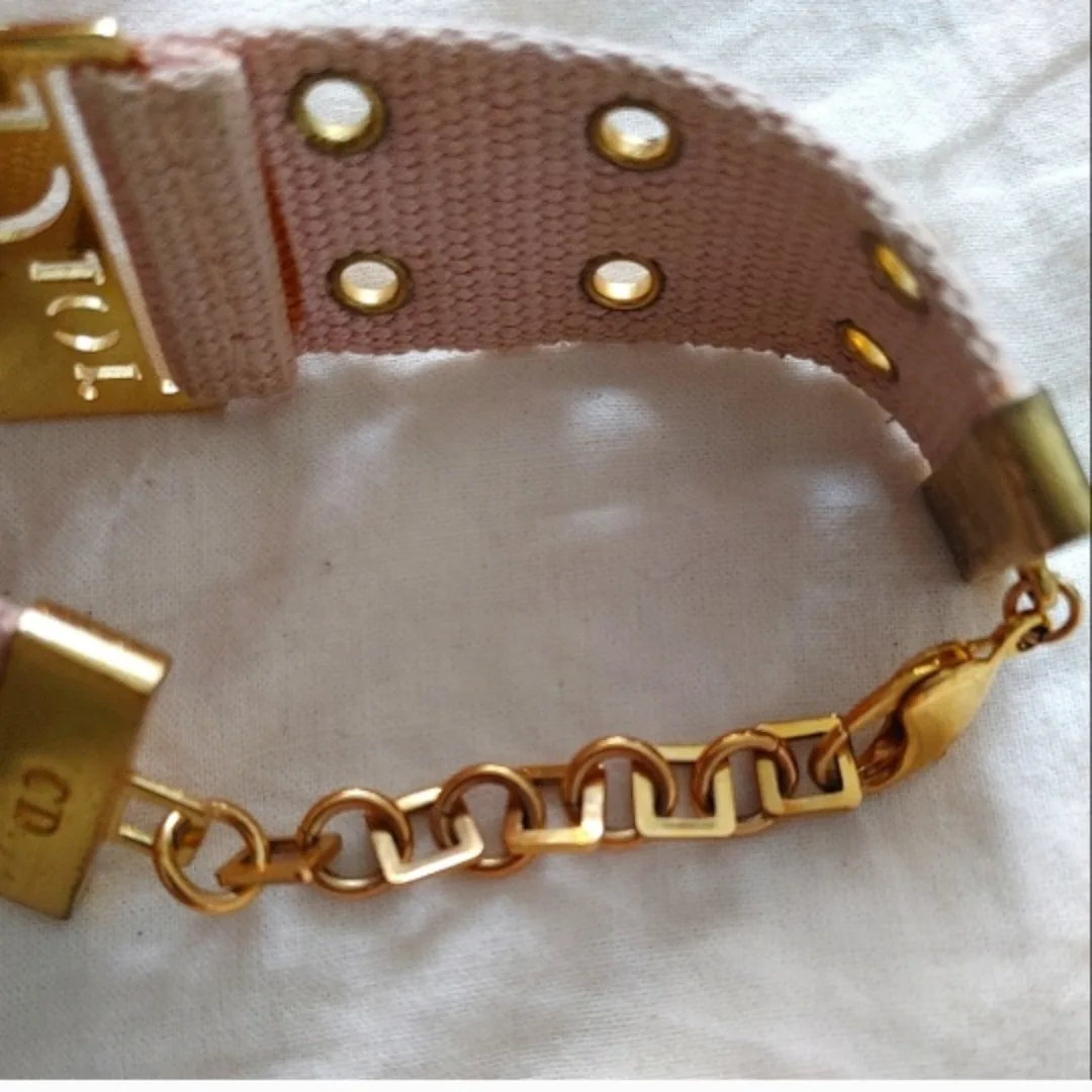 Vintage Dior Pink Canvas & Gold Bracelet image indicator(6)