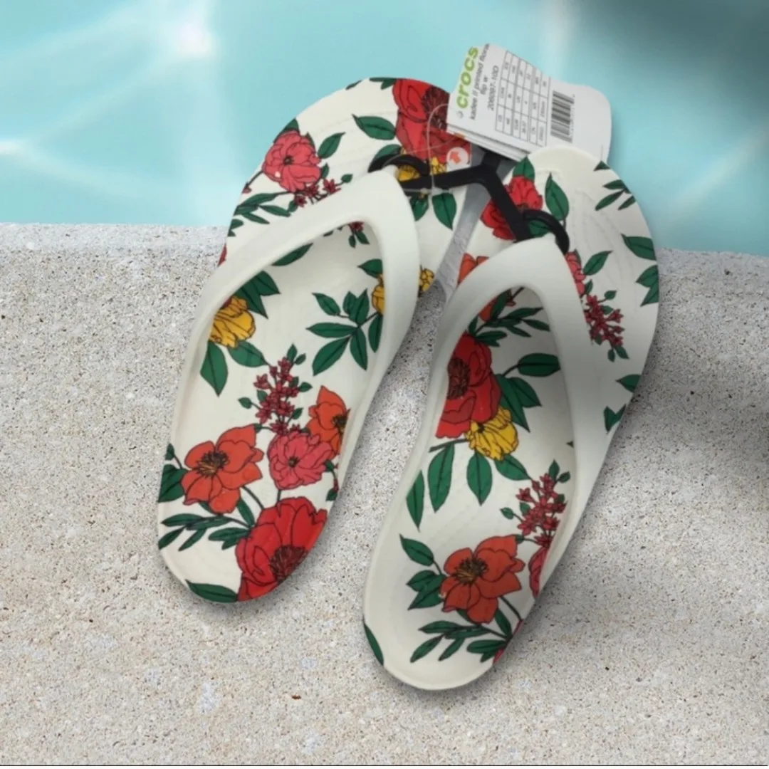 Crocs Kadee II Floral Flip Flops thumbnail