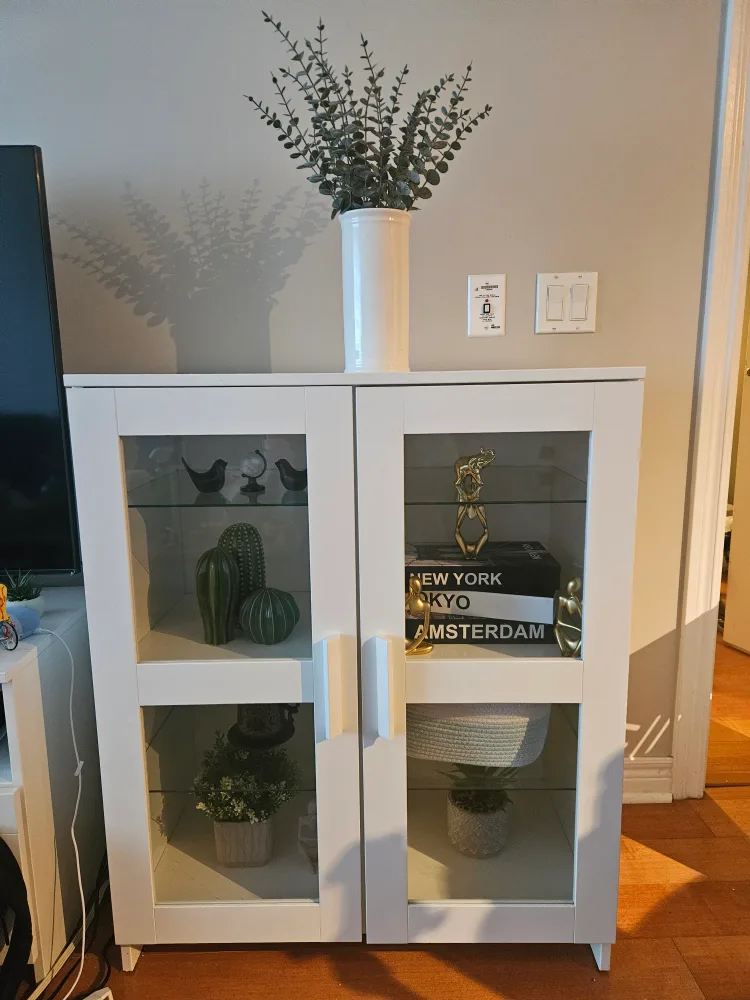 ikea brimnes display cabinet with glass doors with free delivery image indicator(2)
