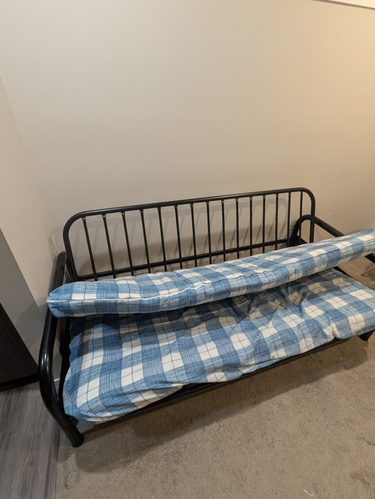 Blue Plaid Futon Frame and Mattress - photo 4