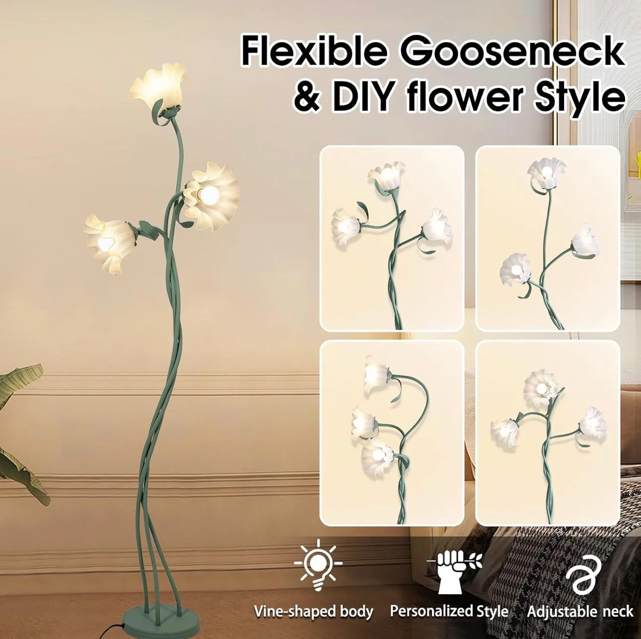 Flower Style Gooseneck Floor Lamp thumbnail