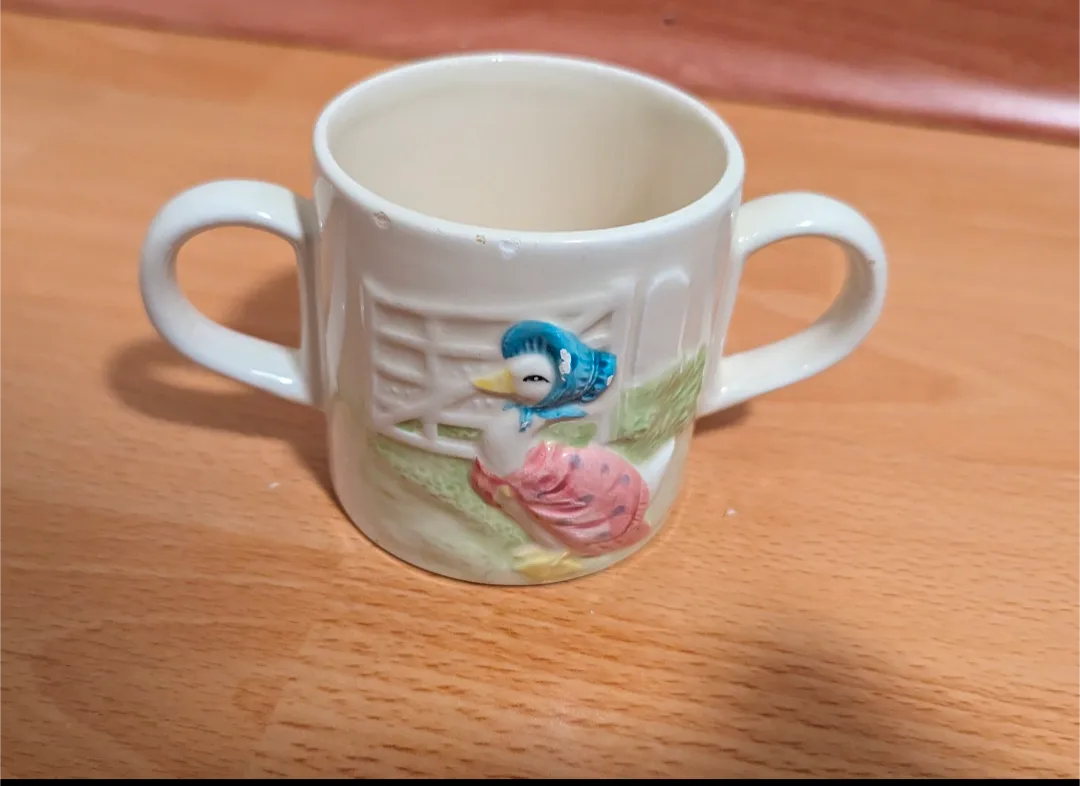 Vintage Cream Ceramic Mug with Duck thumbnail