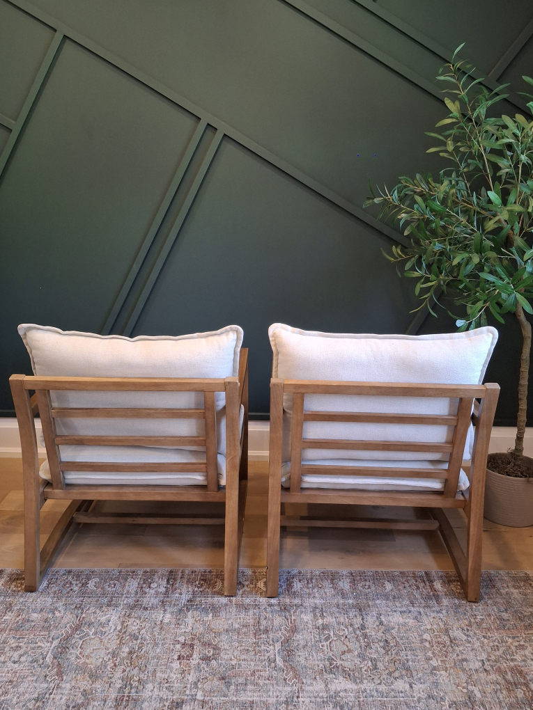 Wood Frame Armchair with Cream Cushions - photo 4
