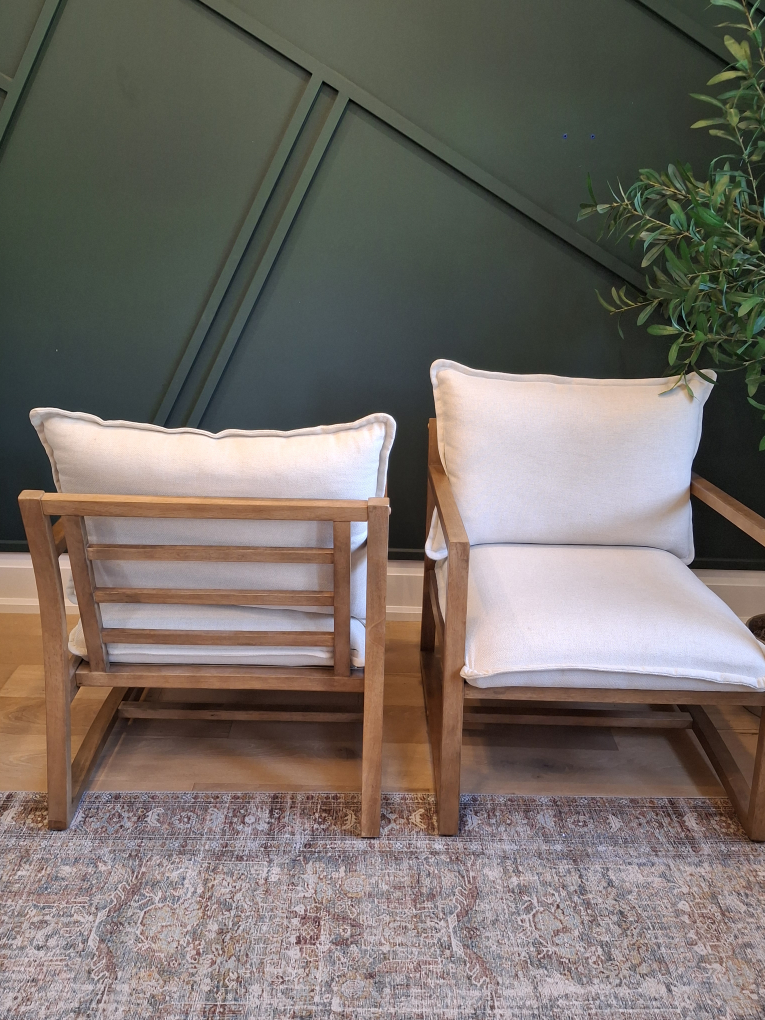Wood Frame Armchair with Cream Cushions - photo 5