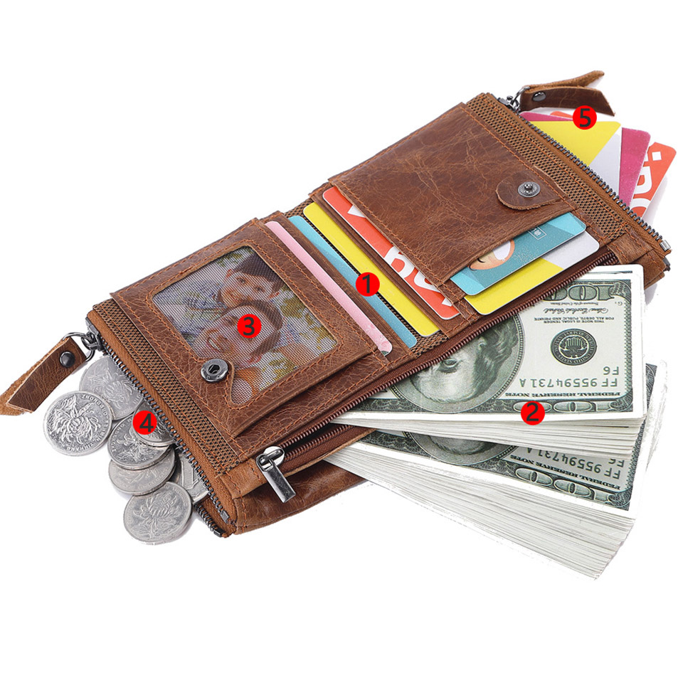 Brown Leather Wallet with Zipper - photo 4
