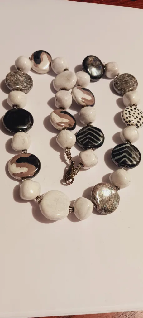 Unique Handcrafted One of a Kind Ceramic Beads Necklace thumbnail