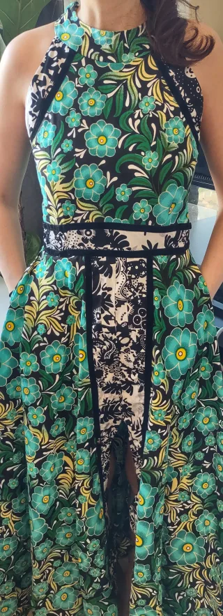 Floral Print Halter Neck Cotten Long Dress thumbnail