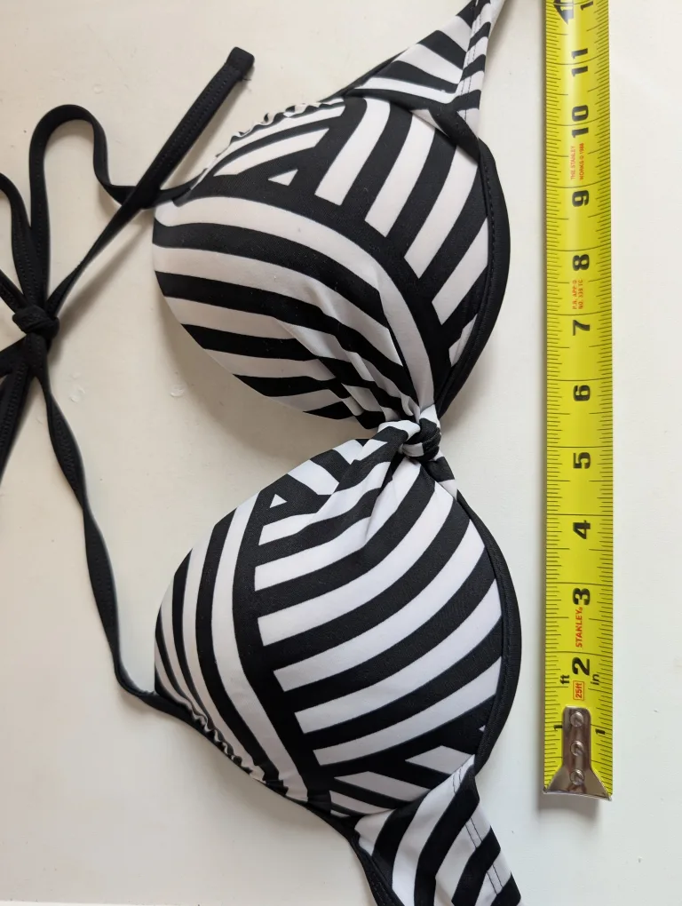 Catalina Black & White  Striped Bikini Top image indicator(6)