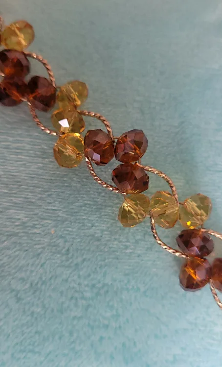 Brown & Yellow Crystal Beaded Bracelet - 7 Inches image indicator(2)