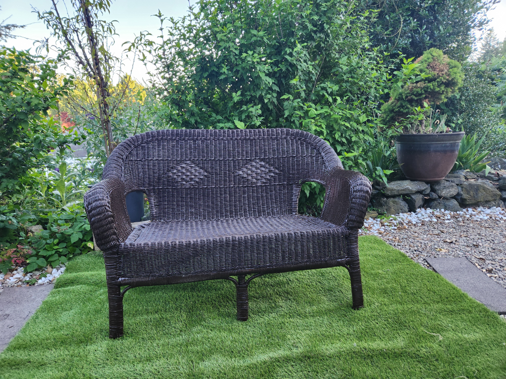 Wicker loveseat and Coffee Table, Dark Brown - photo 2