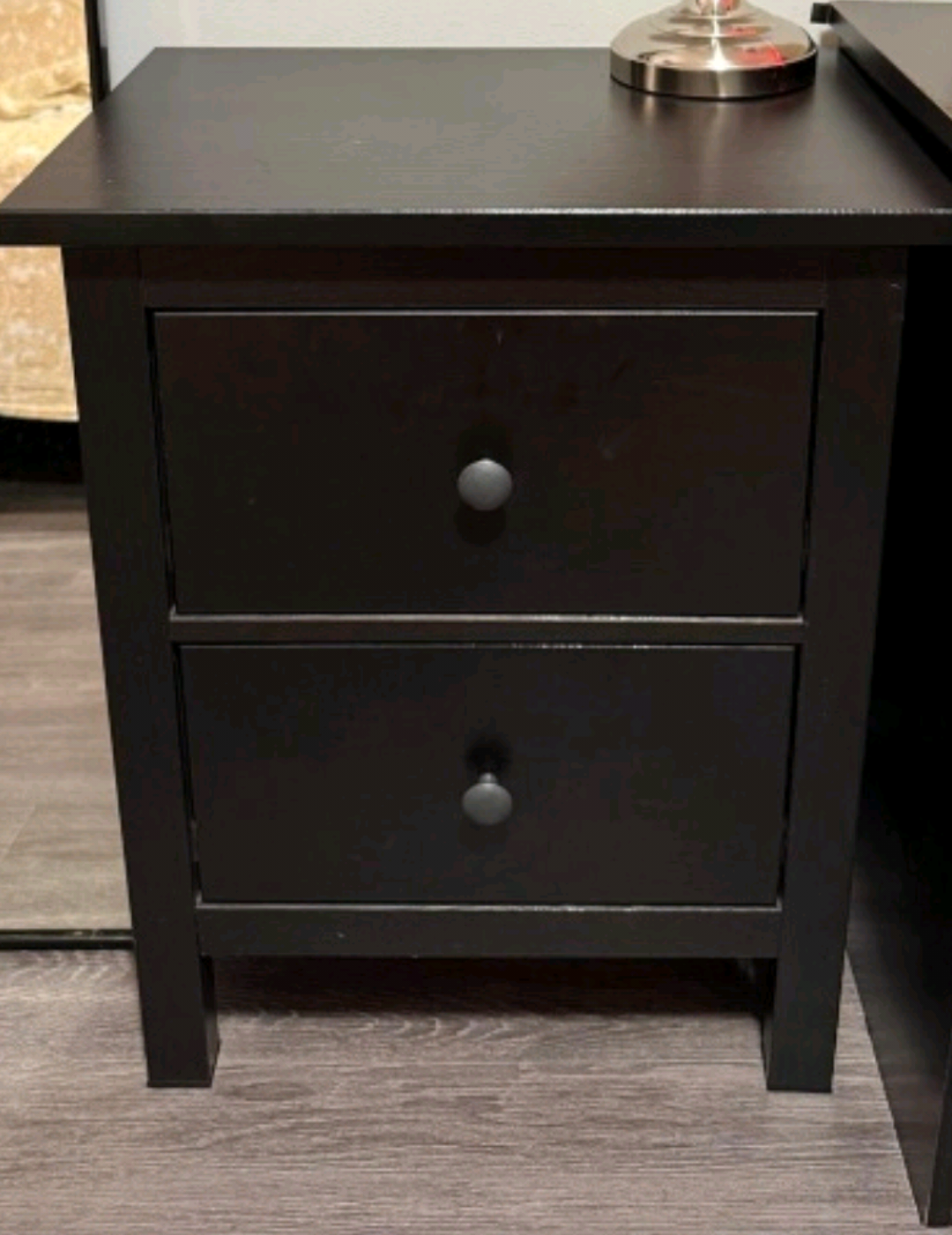 Black 2-Drawer Nightstand