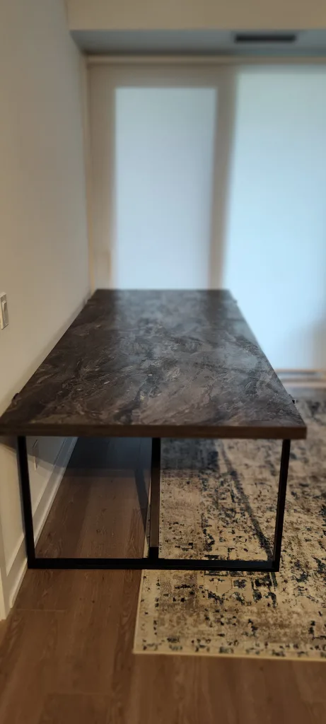 Marble Pattern Desk with Black Metal Legs image indicator(7)