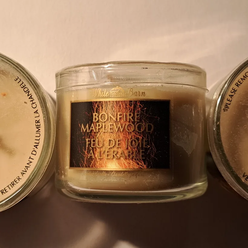 3 unused White Barn Bonfire Maplewood mini Candles image indicator(2)