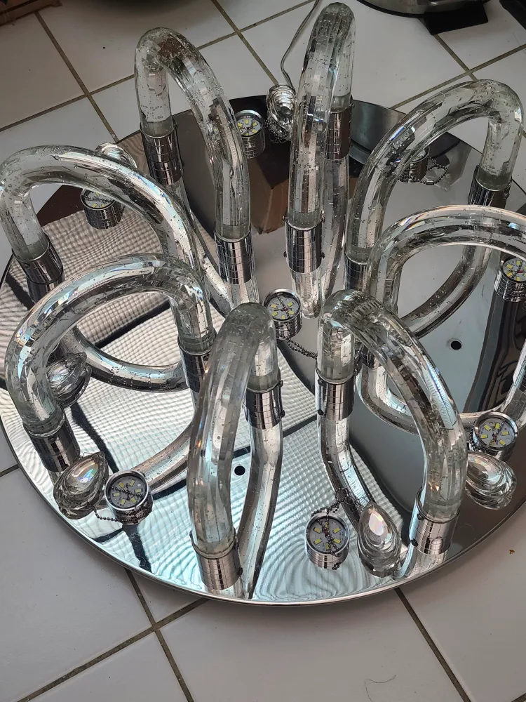 Chandelier, Modern  LED Chrome & Glass LED Ceiling Light image indicator(5)