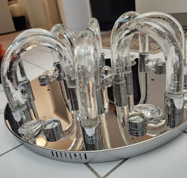 Chandelier, Modern  LED Chrome & Glass LED Ceiling Light image indicator(6)