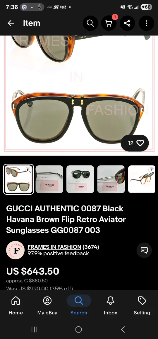 Gucci Flip-up Sunglasses with Case need to be gone asap image indicator(6)