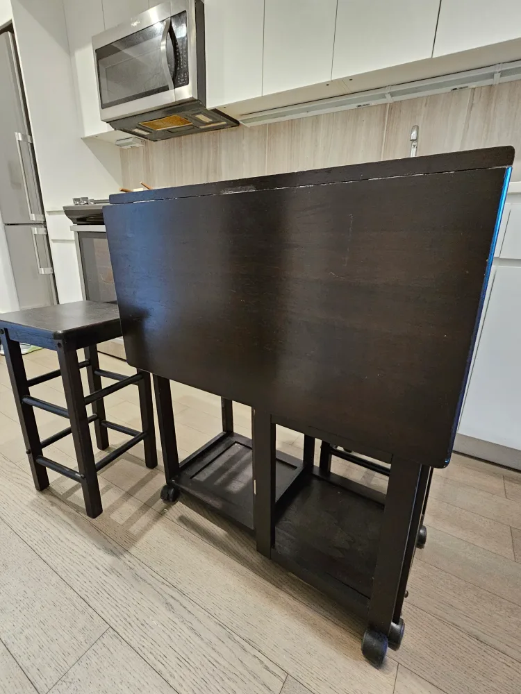 Dark Brown wood Suzanne 3-p  space saver set with 2 Stools image indicator(5)