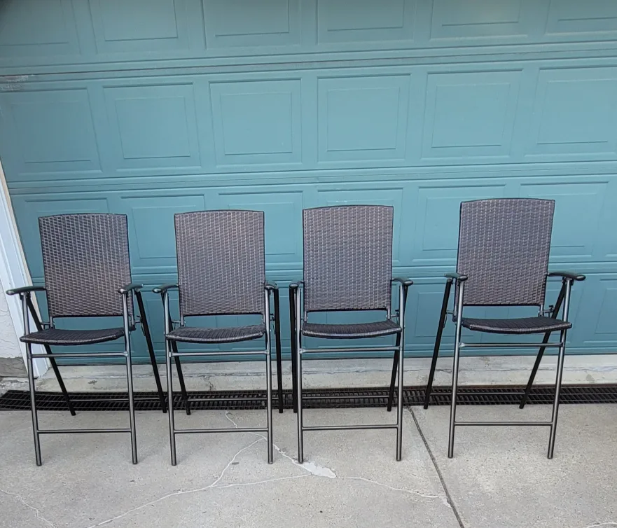 Set of 4 Brown Wicker Folding Patio Chairs image indicator(2)