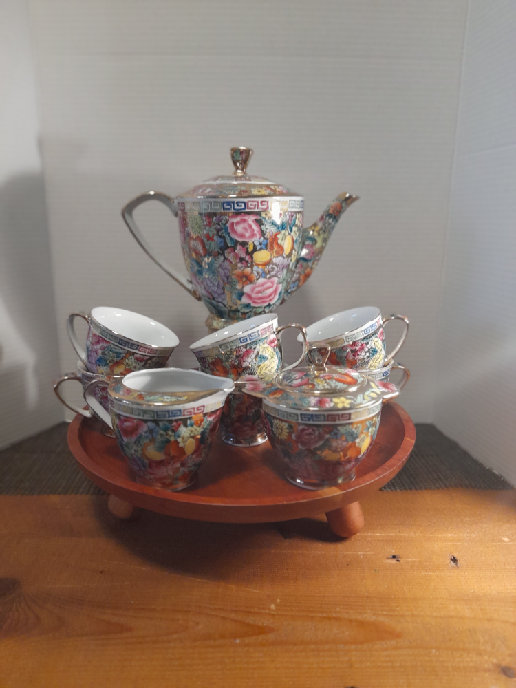 Vintage Floral Tea Set - Teapot, Cups, Cream & Sugar - photo 2