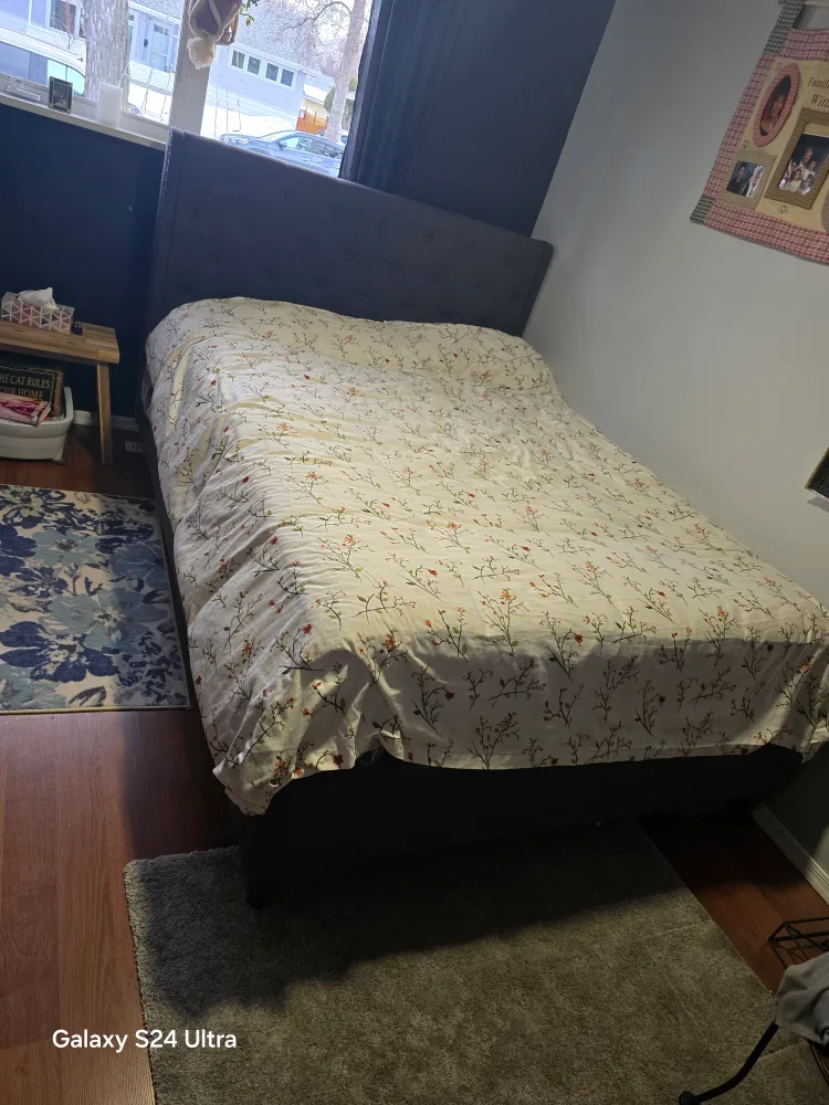 Upholstered Queen Size Bed Frame - Grey thumbnail