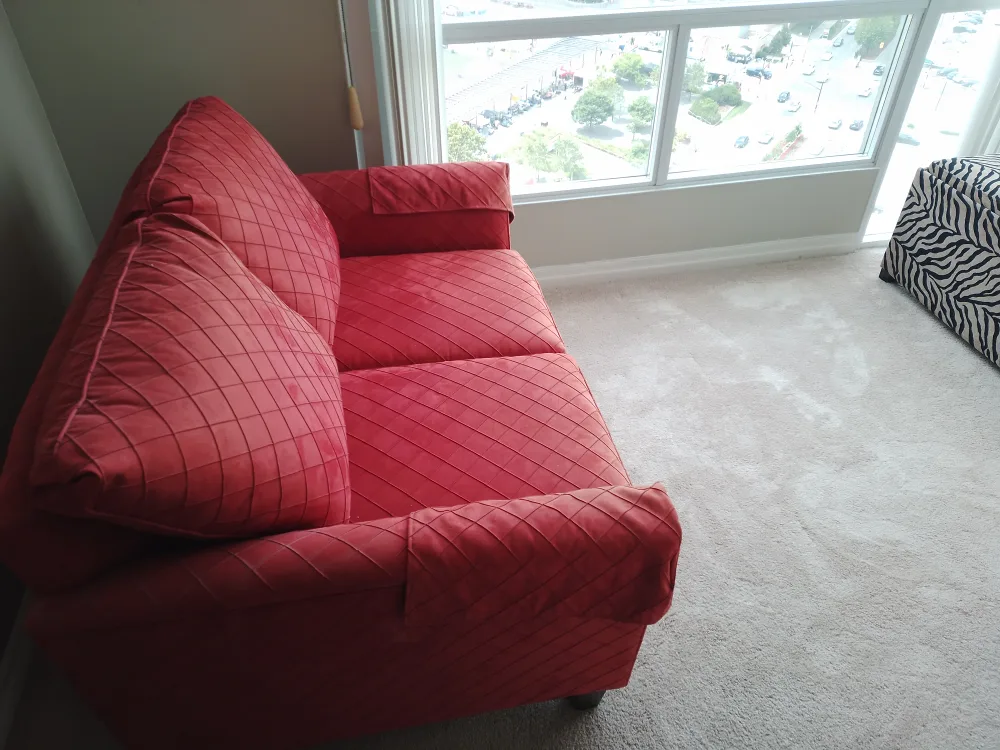 Red Loveseat Sofa Bed - Great Condition thumbnail