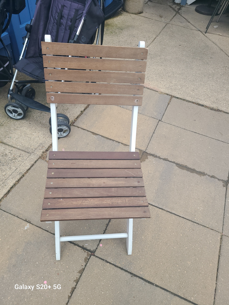 Folding Wooden Chair - Brown & White - photo 3