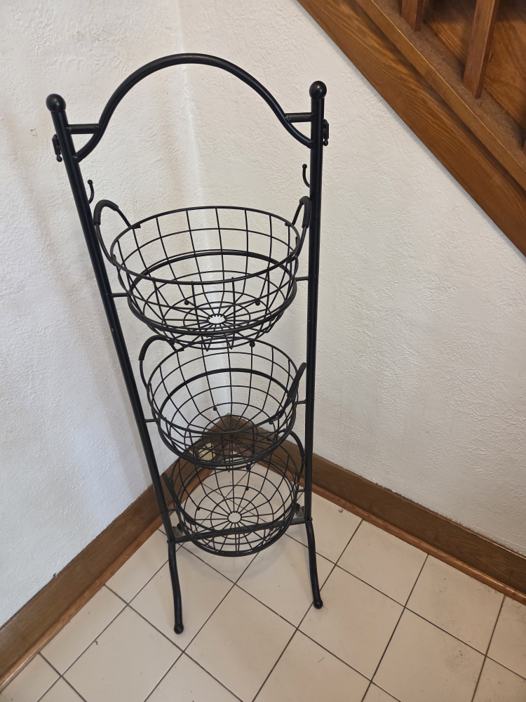 3-Tier Metal Wire Basket Stand - Black - photo 2