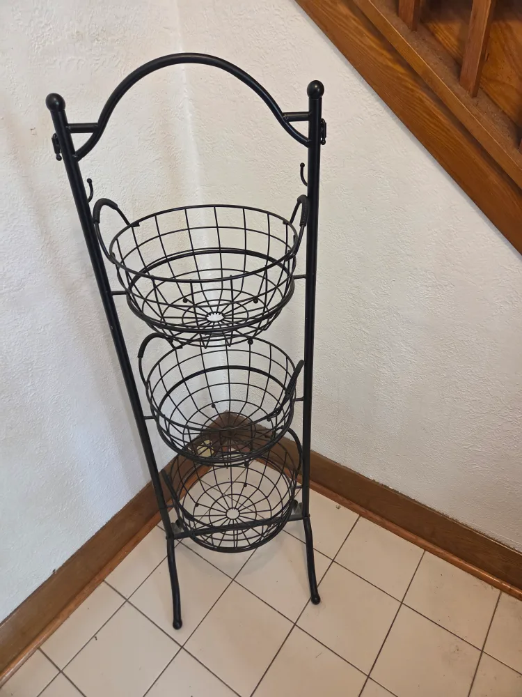 3-Tier Metal Wire Basket Stand - Black image indicator(2)