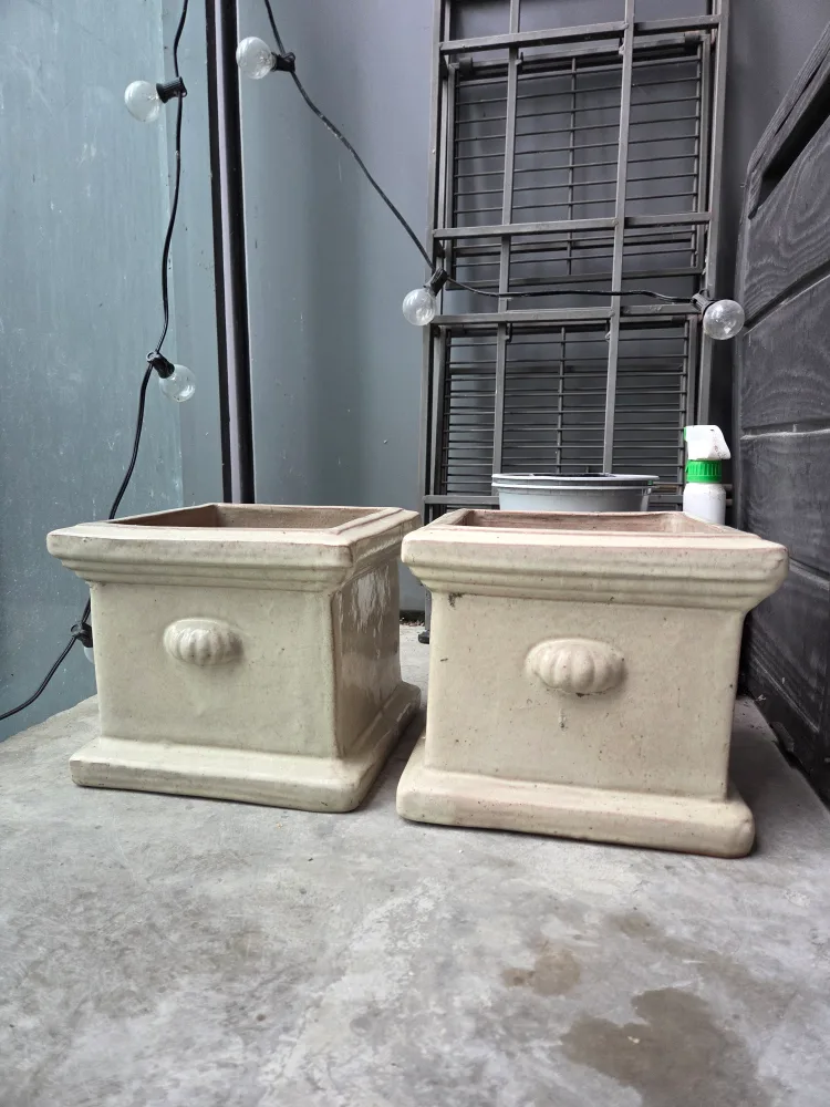 Pair of Square Ceramic Planters thumbnail