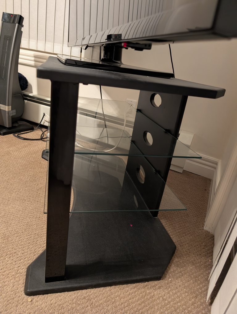 Black TV Stand with Glass Shelves - photo 2