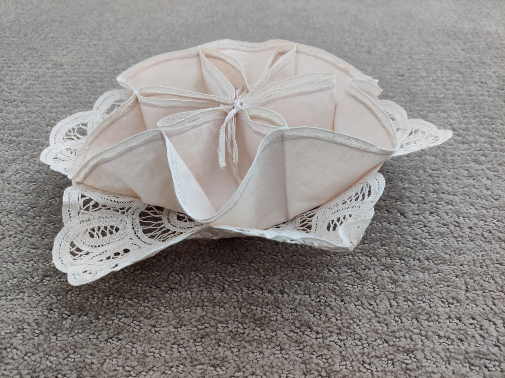 Vintage Kitchen Lace & Linen Cotton Biscuit Cookies Candy Holder - photo 3