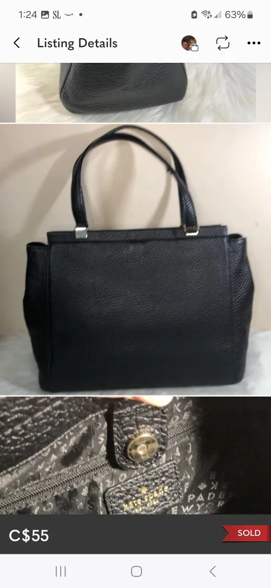 Kate Spade Black Leather Handbag ,soft leather  . image indicator(2)