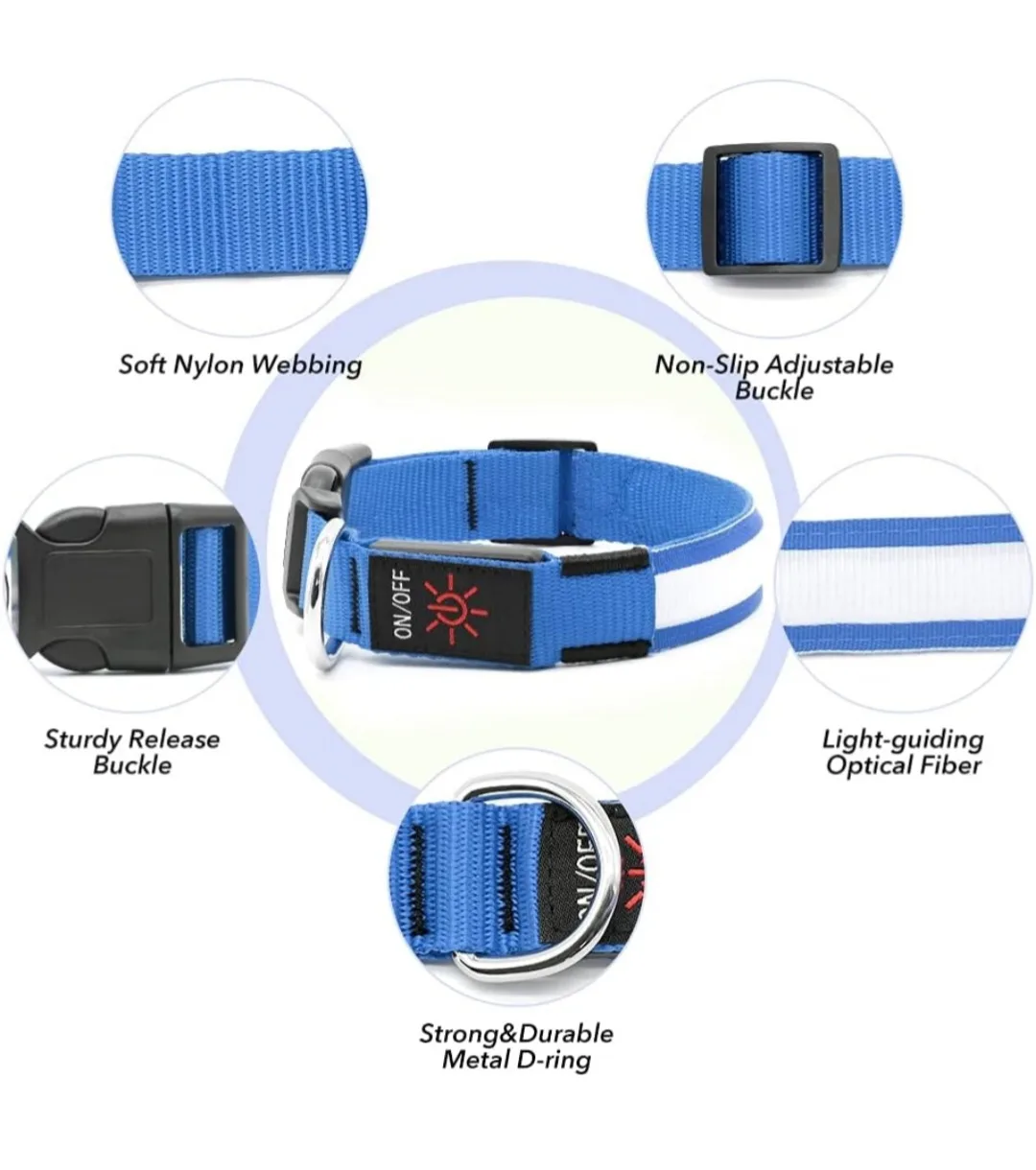 New BSEEN Blue Light Up Dog Collar - Large image indicator(5)