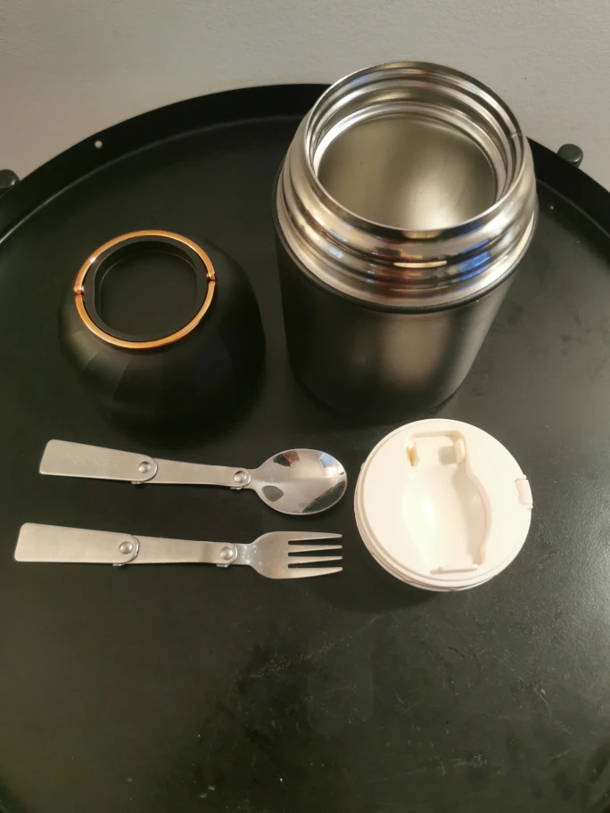Black Food Thermos with Spoon & Fork - photo 2