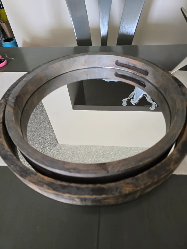 Round Wood Framed Mirror thumbnail