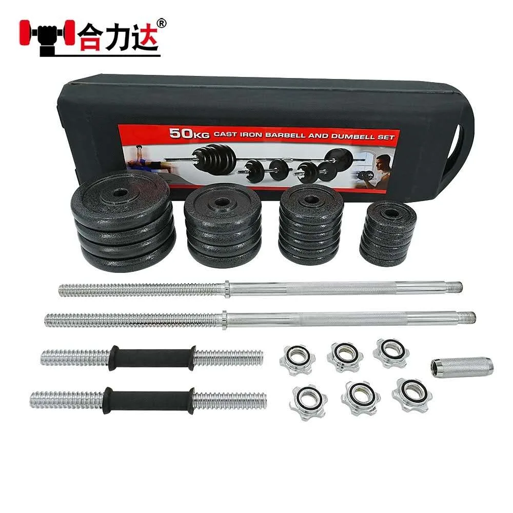 50kg Cast Iron Barbell and Dumbbell Set thumbnail