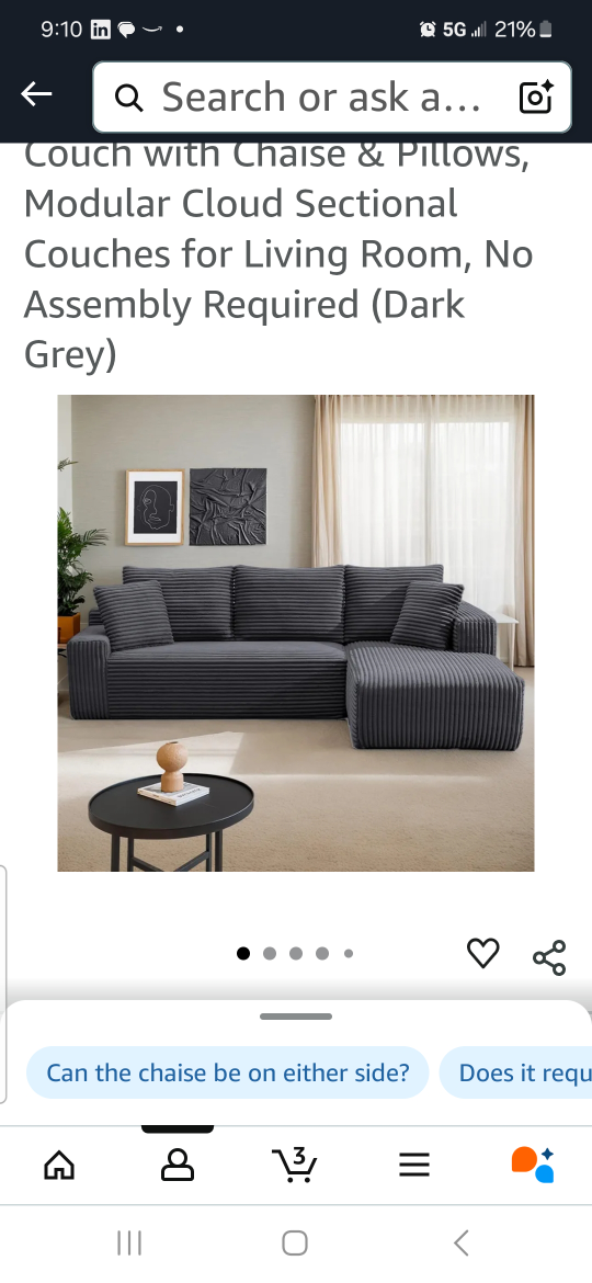 Modular Sectional Couch (Dark Grey)