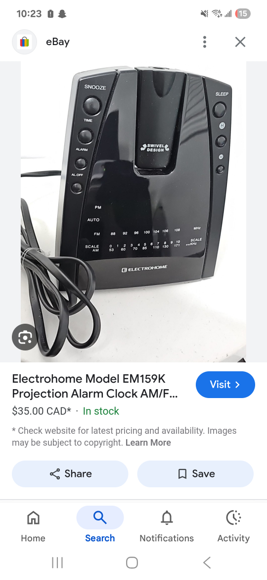 Electrohome EM159K Projection Alarm Clock - photo 2