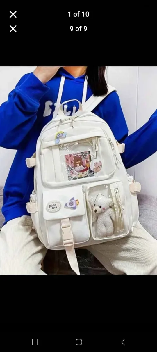 Cute Kawaii Backpack - White/Pink thumbnail