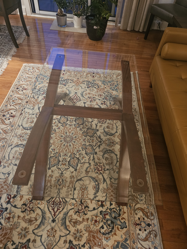 Glass Top Coffee Table with Wood Base - photo 2