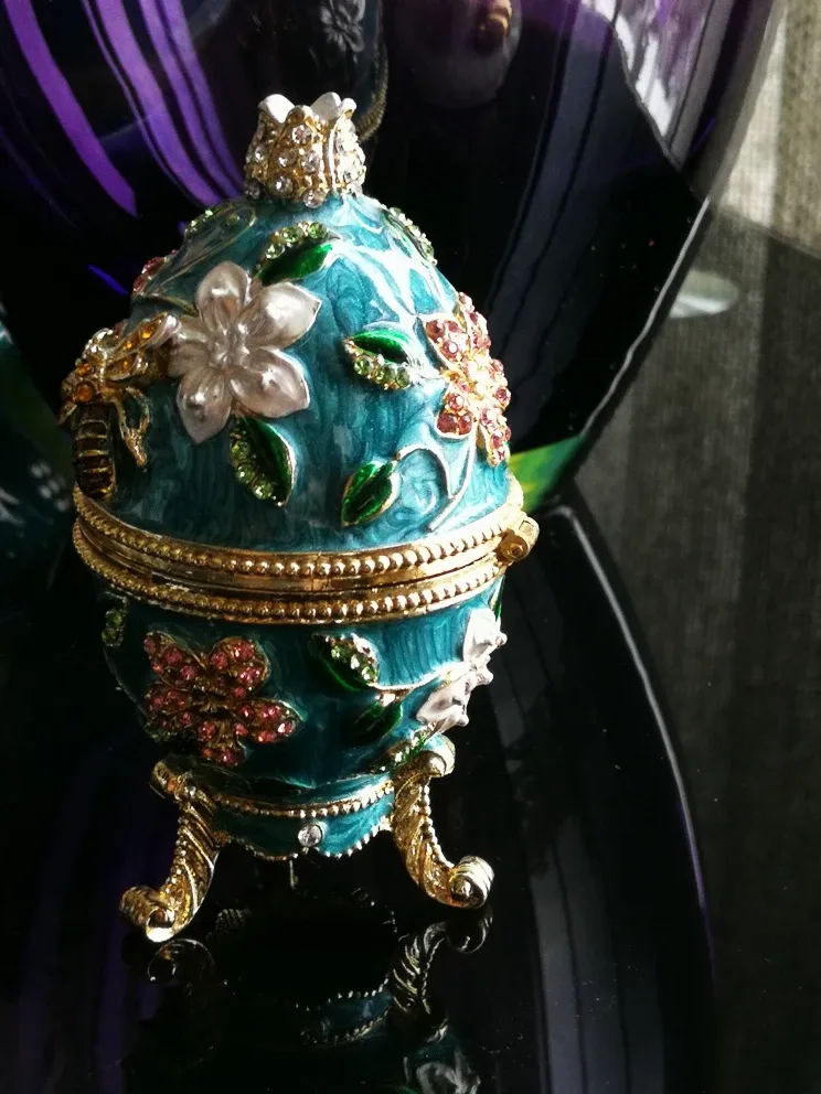 Decorative Teal Egg Trinket Box thumbnail