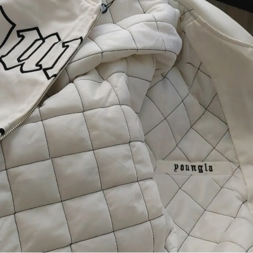 YOUNGLA White Bomber Jacket image indicator(9)