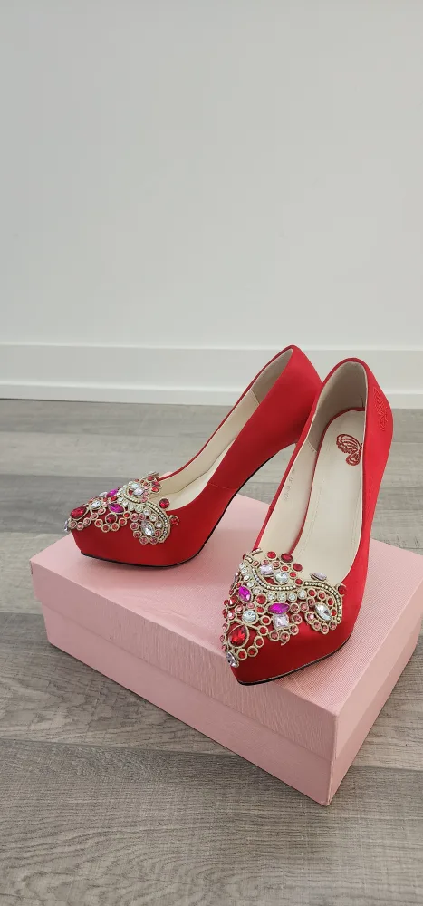 Red Heels with crystal Embellishments image indicator(2)